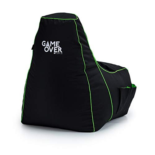 Game Over 8Bit Sitzsack Kinder Mini Videospiel Bean Bag | Indoor Wasserbeständig | Seitentaschen für Controller | Headset-Halter | Ergonomisches Design (Magischer Smaragd) von Game Over
