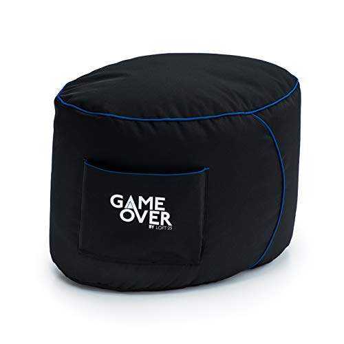 Game Over Runder Beanbag Fußhocker 62x42x40 cm mit EPS-Perlen Füllung, Pouf Hocker Sitzhocker, Bodenkissen, Indoor & Outdoor Sitzkissen rund Puff, Sitzpouf, kuschelig & weich (Cerulean Lightning) von Game Over