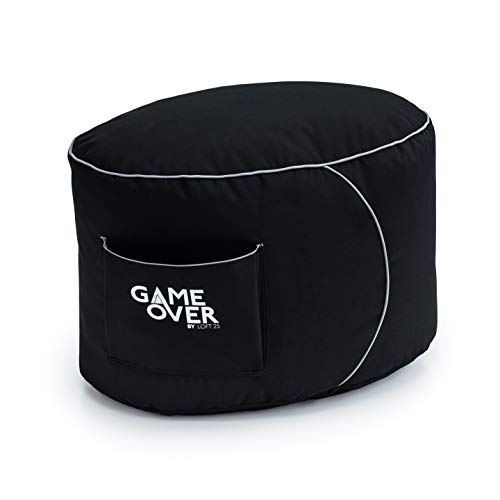 Game Over Runder Beanbag Fußhocker 62x42x40 cm mit EPS-Perlen Füllung, Pouf Hocker Sitzhocker, Bodenkissen, Indoor & Outdoor Sitzkissen rund Puff, Sitzpouf, kuschelig & weich (Kosmischer Rauch) von Game Over