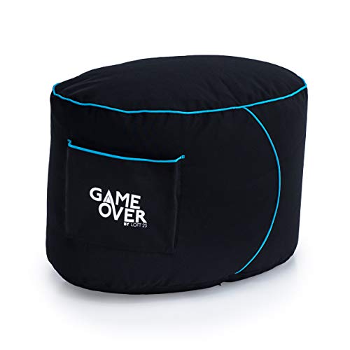 Game Over Runder Beanbag Fußhocker 62x42x40 cm mit EPS-Perlen Füllung, Pouf Hocker Sitzhocker, Bodenkissen, Indoor & Outdoor Sitzkissen rund Puff, Sitzpouf, kuschelig & weich (Lich Klinge) von Game Over