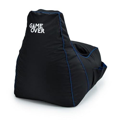 Game Over Twilight Prinzessin Video Spiele Sitzsack | Innenwohnzimmer | Seitentaschen für Controller | Headset-Halter | Ergonomisches Design für den Engagierten Spieler (Cerulean Blitz) von Game Over