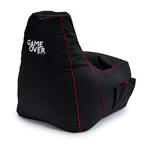 Game Over Video Spiele Sitzsack | Indoor Wohnzimmer | Seitentaschen für Controller | Headset Halter | Ergonomisches Design für die Gewidmet Gamer (Fire Rune) von Game Over