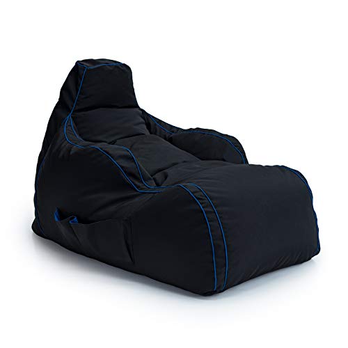 Game Over Videospiel Sitzsack Liegestuhl | Drinnen Draußen Wasserbeständig Gaming Bean Bag | Seitentaschen Headset-Halter | Ergonomisches Design für Entspannte Spieler (Cerulean Lightning) von Game Over