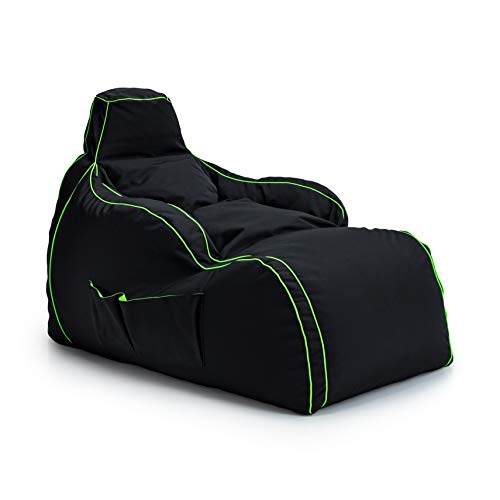 Game Over Videospiel Sitzsack Liegestuhl | Drinnen Draußen Wasserbeständig Gaming Bean Bag | Seitentaschen Headset-Halter | Ergonomisches Design für Entspannte Spieler (Magischer Smaragd) von Game Over
