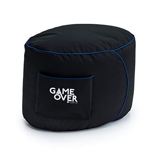 Game Over Videospiele Sitzsack Schemel | Beinstütze im Wohnzimmer | Seitentaschen für Controller | Hergestellt in Großbritannien | Ergonomisches Design für den Engagierten Spieler (Cerulean Blitz) von Game Over