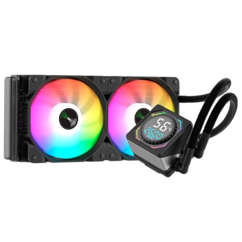 GAMEPOWER Skadi Square Wasserkühlung, 240mm aio, Flüssigkeitskühler, 2x ARGB Hydraulisch PWM Lüfter, Keramische Wasserpumpe mit Pump RPM CPU Display, kompatibel für AMD & Intel GAMEPOWER Skadi Square Wasserkühlung, 240mm aio, Flüssigkeitskühler, 2x ARGB Hydraulisch PWM Lüfter, Keramische Wasserpumpe mit Pump RPM CPU Display, kompatibel für AMD & Intel von GAMEPOWER