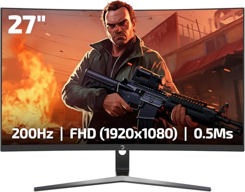 GAMEPOWER Vivid T50 Curved Gaming Monitor – 27 Zoll 200Hz Full HD 1080P VA-Gebogen-Display, 0,5ms HDR, Rahmenloser PC-Bildschirm mit FreeSync & G-Sync, 125% sRGB, Integrierte Lautsprecher GAMEPOWER Vivid T50 Curved Gaming Monitor – 27 Zoll 200Hz Full HD 1080P VA-Gebogen-Display, 0,5ms HDR, Rahmenloser PC-Bildschirm mit FreeSync & G-Sync, 125% sRGB, Integrierte Lautsprecher von GAMEPOWER