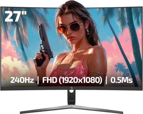 GAMEPOWER Vivid V60 27 Zoll 240Hz Curved Gaming Monitor, 0.5ms, PC Bildschirm Full HD 1080P VA Gebogen 1500R HDR Display, Rahmenloses, FreeSync und G-Sync, 125% sRGB, mit Lautsprecher GAMEPOWER Vivid V60 27 Zoll 240Hz Curved Gaming Monitor, 0.5ms, PC Bildschirm Full HD 1080P VA Gebogen 1500R HDR Display, Rahmenloses, FreeSync und G-Sync, 125% sRGB, mit Lautsprecher von GAMEPOWER