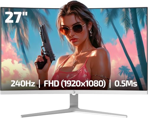 GAMEPOWER Vivid V60 weiß Curved Gaming Monitor 27 Zoll 240Hz 0.5ms, PC Bildschirm Full HD 1080P VA Gebogen 1500R HDR Display, Rahmenloses, FreeSync und G-Sync, 125% sRGB, mit Lautsprecher GAMEPOWER Vivid V60 weiß Curved Gaming Monitor 27 Zoll 240Hz 0.5ms, PC Bildschirm Full HD 1080P VA Gebogen 1500R HDR Display, Rahmenloses, FreeSync und G-Sync, 125% sRGB, mit Lautsprecher von GAMEPOWER