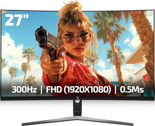 GAMEPOWER Vivid V80 Curved Gaming Monitor 27 Zoll 300Hz 0.5ms, PC Bildschirm Full HD 1080P VA Gebogen 1500R HDR Display, Rahmenloses, FreeSync und G-Sync, 125% sRGB, mit Lautsprecher GAMEPOWER Vivid V80 Curved Gaming Monitor 27 Zoll 300Hz 0.5ms, PC Bildschirm Full HD 1080P VA Gebogen 1500R HDR Display, Rahmenloses, FreeSync und G-Sync, 125% sRGB, mit Lautsprecher von GAMEPOWER