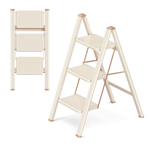 GameGem 3 Stufen Leiter, 3 Stufen-Hocker für Erwachsene, klappbare Trittleiter mit sicherem Stand, verbreitertem Pedal, ästhetisch ansprechendes Aussehen, Wohnräume GameGem 3 Stufen Leiter, 3 Stufen-Hocker für Erwachsene, klappbare Trittleiter mit sicherem Stand, verbreitertem Pedal, ästhetisch ansprechendes Aussehen, Wohnräume von GameGem