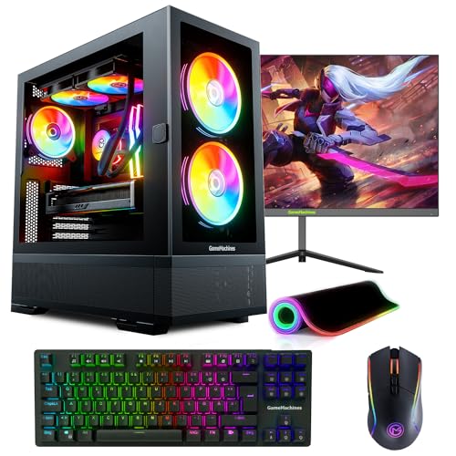 GameMachines Element Komplett Set - Gaming PC - Wasserkühlung - AMD Ryzen 7 5700X - GeForce RTX 4070-1TB SSD - 32GB RGB DDR4 - WiFi - Tastatur - Maus - Mauspad - 24 Zoll 165Hz Monitor - Win 11 von GameMachines