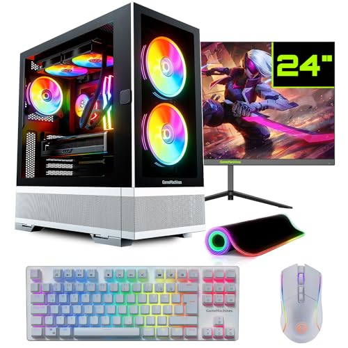 GameMachines Element Snow Komplett Set - Gaming PC - Wasserkühlung - AMD Ryzen 7 5700X - GeForce RTX 5060-1TB SSD - 32GB RGB DDR4 - WLAN - Tastatur - Maus - Mauspad - 24 Zoll 165Hz Monitor - Win 11 von GameMachines