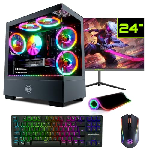 GameMachines Evolv Komplett Set - Gaming PC - Wasserkühlung - AMD Ryzen 7 5700X - GeForce RTX 5060 Ti - 1TB SSD - 32GB RGB DDR4 - WLAN - Tastatur - Maus - Mauspad - 24 Zoll 165Hz Monitor - Win11 von GameMachines