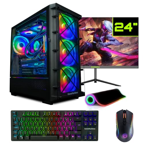 GameMachines Storm Komplett Set - Gaming PC - Wasserkühlung - AMD Ryzen 7 5700X - GeForce RTX 5060 Ti - 1TB SSD - 32GB RGB DDR4 - WLAN - Tastatur - Maus - Mauspad - 24 Zoll 165Hz Monitor - Win 11 von GameMachines