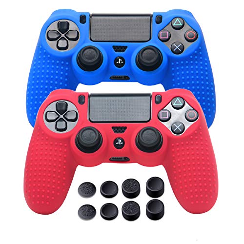 Silikon-Schutzhülle für PS4 Controller DualShock 4 Controller Anti-Rutsch-Schutzhüllen Set für Sony PS4 / PS4 Slim / PS4 Pro 2 / PS4 Controller Skins – 4 Paar PS4 Daumengriffe Pure Red+Blue Silikon-Schutzhülle für PS4 Controller DualShock 4 Controller Anti-Rutsch-Schutzhüllen Set für Sony PS4 / PS4 Slim / PS4 Pro 2 / PS4 Controller Skins – 4 Paar PS4 Daumengriffe Pure Red+Blue von GameXcel
