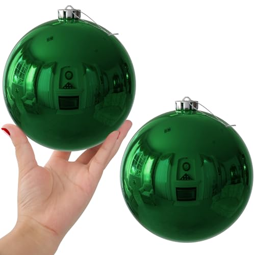Smaragdgrüne Weihnachtskugeln, 15,2 cm, extra groß, Weihnachtsbaumschmuck, glänzende, bruchsichere Kugeln, hängende Ornamente für Hochzeit, Geburtstag, Urlaub, Dekorationen, Set mit 2 Stück Smaragdgrüne Weihnachtskugeln, 15,2 cm, extra groß, Weihnachtsbaumschmuck, glänzende, bruchsichere Kugeln, hängende Ornamente für Hochzeit, Geburtstag, Urlaub, Dekorationen, Set mit 2 Stück von GameXcel