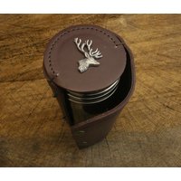 Hirschkopf 4 Stacking Steigbügelbecher in Ledertasche Ideal Jagd Weihnachtsgeschenk 347 Sc von GamekeepersGifts