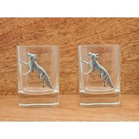 Paar Fox Schnapsgläser Kristall Mit Zinn Motive Ideal Jagd Vatertagsgeschenk Sg von GamekeepersGifts