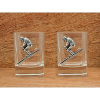 Paar Skifahrer Downhill Schnapsgläser Kristall Mit Zinnmotiven Ideales Vatertagsgeschenk 333 Sg von GamekeepersGifts