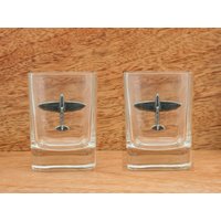 Spitfire Schnapsgläser Paar Crystal Plane Pilot Vatertag Geschenk 342 Sg von GamekeepersGifts