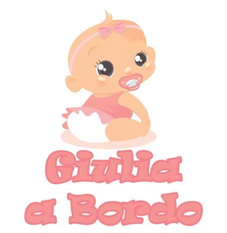 Aufkleber Kind Mädchen an Bord - Giulia - Name Personalisiert 12 cm - Weiblich - Stickers Auto Äußere Vinyl Poliert von GamesMonkey