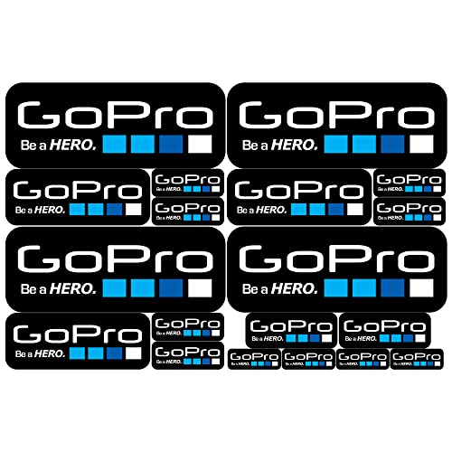 GO PRO kompatible Aufkleber GO PRO – Kit schwarz weiß verschiedene Größen und Farben – Fahrrad Motorrad Auto Aufkleber Aufkleber Vinyls Farben Go Pro Motocross Enduro MTB (19 Stück - Schwarz) von GamesMonkey