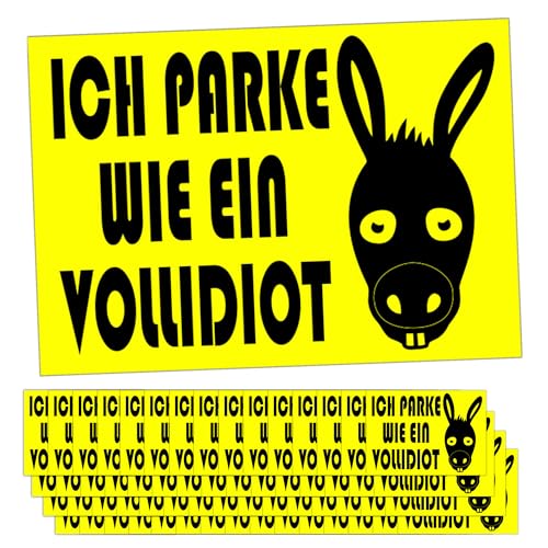 GamesMonkey® - Aufkleber - 50 Stücke + 10 BONUS - Parken wie ein Esel - 10 X 7 CM - Park Idiot Falschparker - für den Außenbereich (COL003) von GamesMonkey