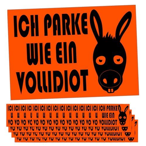 GamesMonkey® - Aufkleber - 50 Stücke + 10 BONUS - Parken wie ein Esel - 10 X 7 CM - Park Idiot Falschparker - für den Außenbereich (COL004) von GamesMonkey
