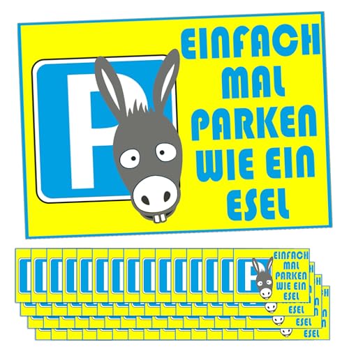 GamesMonkey® - Aufkleber - 50 Stücke + 10 BONUS - Parken wie ein Esel - 10 X 7 CM - Park Idiot Falschparker - für den Außenbereich (COL005) von GamesMonkey