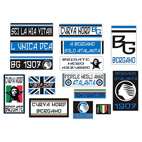 GamesMonkey® - Kit mit 15 Ultras Aufklebern – Atalanta Bergamo – Fußballmeister Wappen – glänzendes Vinyl HD – Made in Italy wasserdicht außen Auto Motorrad Motocross Fahrrad Helm Stoßstange Glas von GamesMonkey