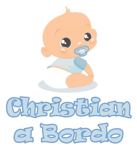 GamesMonkey Aufkleber Baby-Mädchen an Bord - Christian - Personalized Name 12 cm - Herren - Stickers Auto Externe Vinyl Glossy von GamesMonkey