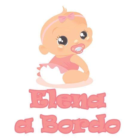 GamesMonkey Aufkleber Baby-Mädchen an Bord - Elena - Personalized Name 12 cm - Frauen - Stickers Auto Externe Vinyl Glossy von GamesMonkey