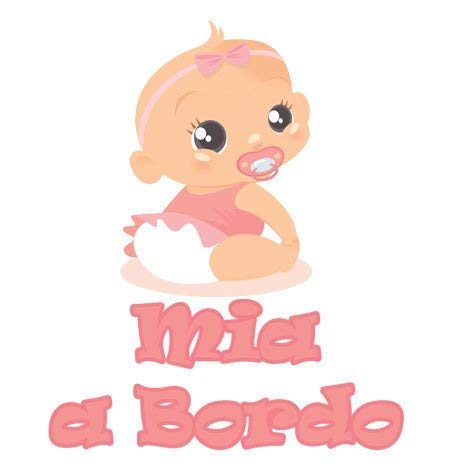 GamesMonkey Aufkleber Baby-Mädchen an Bord - Mia - Personalized Name 12 cm - Frauen - Stickers Auto Externe Vinyl Glossy von GamesMonkey