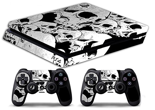 Skin Kompatibel für Ps4 Slim - Totenkopf Tod FURCHT Weiss UND SCHWARZ Knochen - Limited Edition Decal Cover Schutzhüllen Faceplate Bundle von GamesMonkey