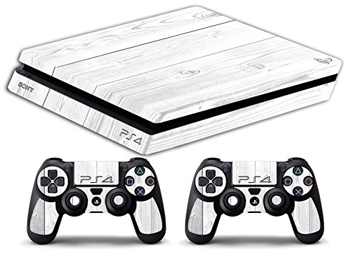Skin Kompatibel für Ps4 Slim - Legno Bianco Wood White Texture - Limited Edition Decal Cover Schutzhüllen Faceplates Bundle von GamesMonkey