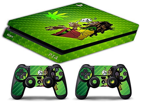 Skin Kompatibel für Ps4 Slim - Marijuana BOB Marley - Limited Edition Decal Cover Schutzhüllen Faceplates Bundle von GamesMonkey