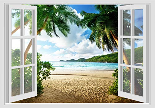 Wandtattoos Fenster - PARADIES MEER OASI RELAX - 70x100 cm Wandaufkleber 3D Wand Wand von GamesMonkey