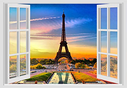 Wandtattoos Fenster - PARIS EIFFEL TURM - 70x100 cm Wandaufkleber 3D Wand Wand von GamesMonkey