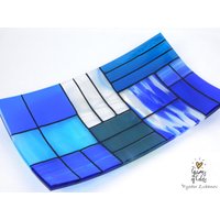Eine Rechteckige Fusing Glas Platte Mit Der Aufschrift A Gentle Color Mix - Blues. Profi-Qualität; Lebensmittelecht; Besteck Eine Rechteckige Fusing Glas Platte Mit Der Aufschrift A Gentle Color Mix - Blues. Profi-Qualität; Lebensmittelecht; Besteck von GamesOfColors