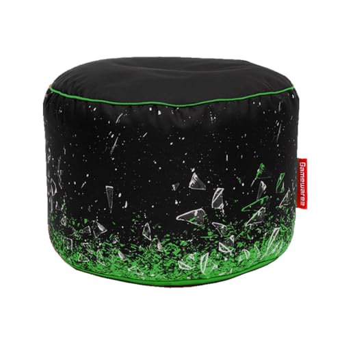 Gamewarez Toxic X-Ray Station Hocker – Gaming-Hocker, Sitzhocker, Fußhocker zum Zocken, mit Seitentasche, robust und reißfest, Made in Germany, grün von Gamewarez