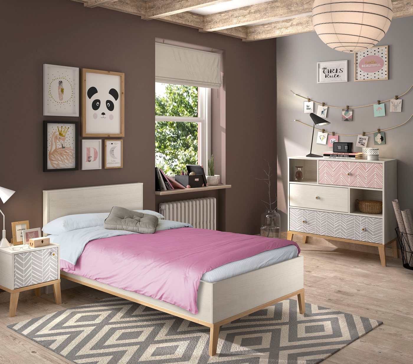 Gami Jugendzimmer-Set Alika, (Set, 3-St., Bett, Nachttisch, Kommode) von Gami