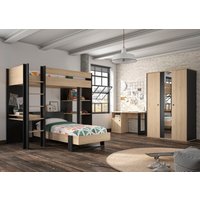 Gami Jugendzimmer-Set "Duplex", (4 St., Bett, Kleiderschrank, Schreibtisch, Hochbett) von Gami