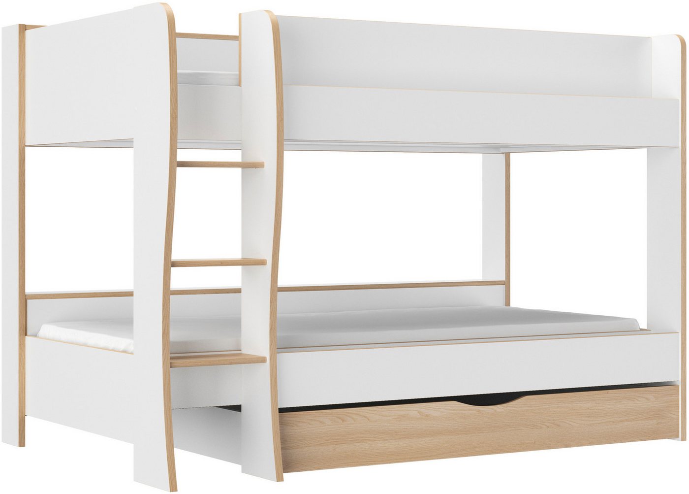 Gami Kinderbett ROOMY, Hochbett mit zwei Liegeflächen und Bettkasten von Gami