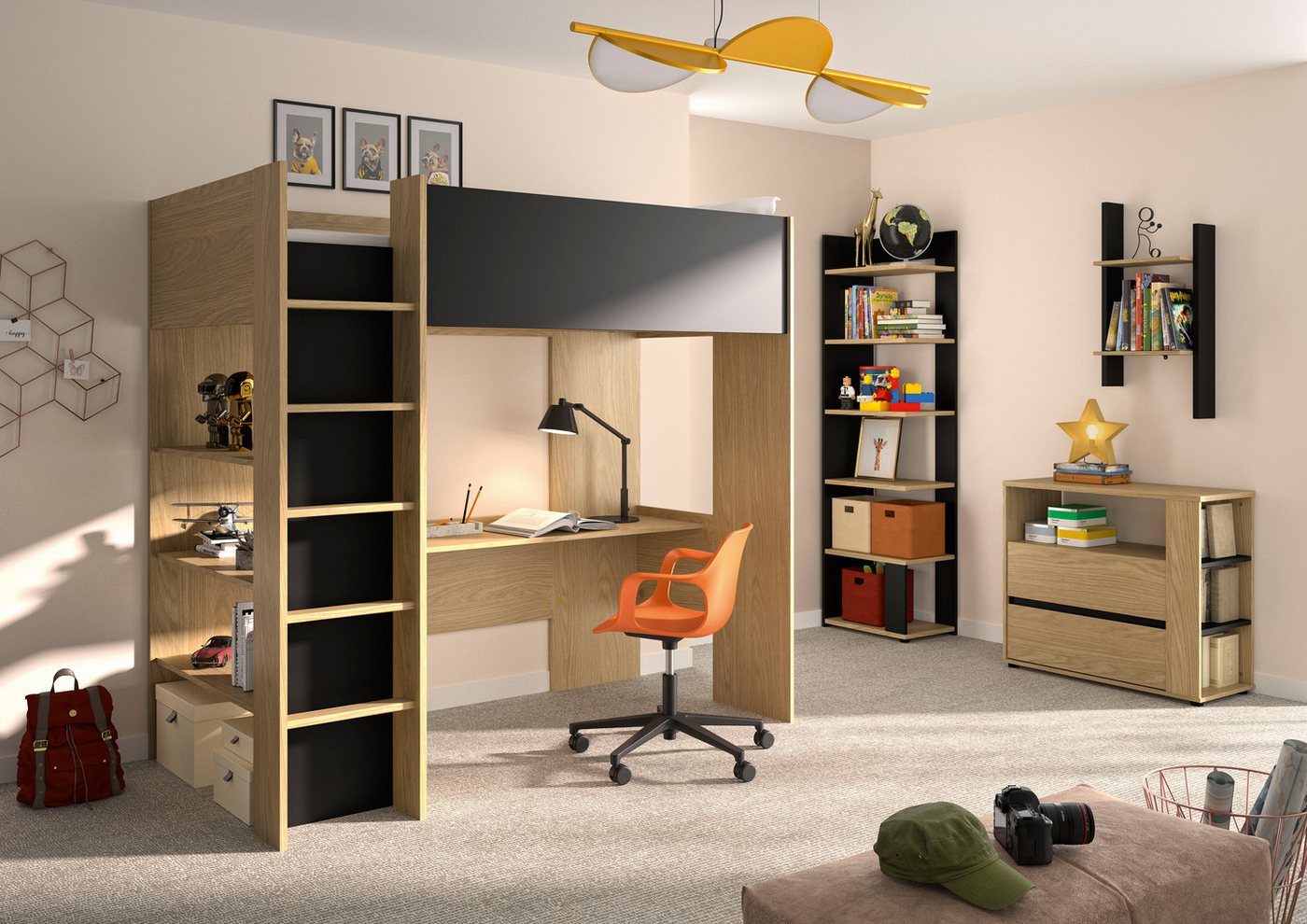 Gami Schlafzimmer-Set Set 4 tgl Nael, (4-tlg), Ein multifunktionales Zimmer von Gami