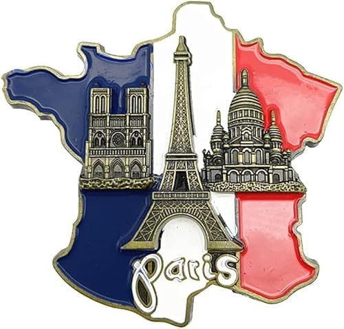 Frankreich-3D-Kühlschrankmagneten – Dekorative Harzmagnete mit Eiffelturm und Notre-Dame (Reisesouvenirs) von Gammaeon