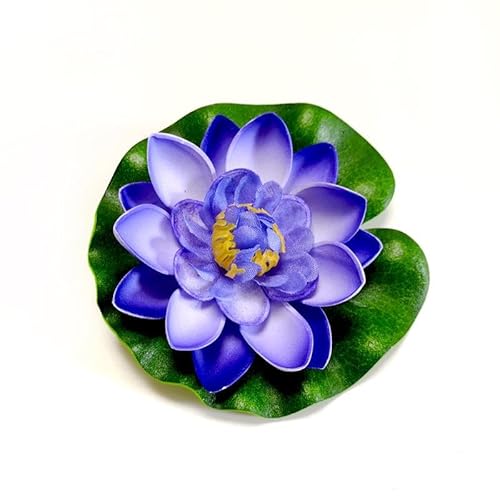 Gammaeon Künstliche Seerose, 10cm Realistische Teichpflanzen, Gartendekoration Für Mini-Teiche, Aquascaping und Terrarien (Lila) von Gammaeon