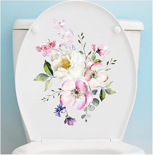 Toilettensitz Aufkleber Blumen Muster Aufkleber Selbstklebend Badezimmer Wandaufkleber Toiletten Abziehbilder Sticker für Badezimmer Deko von Gammaeon