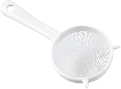 Weißer wiederverwendbarer Küchensieb – Mehlsieb und Teefilter mit ergonomischem Griff (Spülmaschinenfest) von Gammaeon