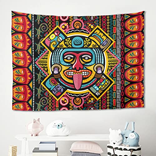 Gamoii Buntes Maya Azteken Muster Wandbehang Wandtuch Tapestry Picknickdecke Strandtücher Meditation Yoga Mats Behaglichkeit Strand Schal Tisch Decke Throws White 230x150cm von Gamoii